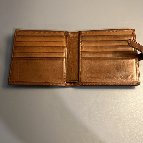 Vintage Coach Brown Bi-fold Leather Wallet Tab & Loop Closure - Picture 3 of 8